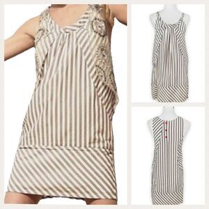 🍀 Anthropologie Maeve Women's Slate Stripes Shift Dress Size 2